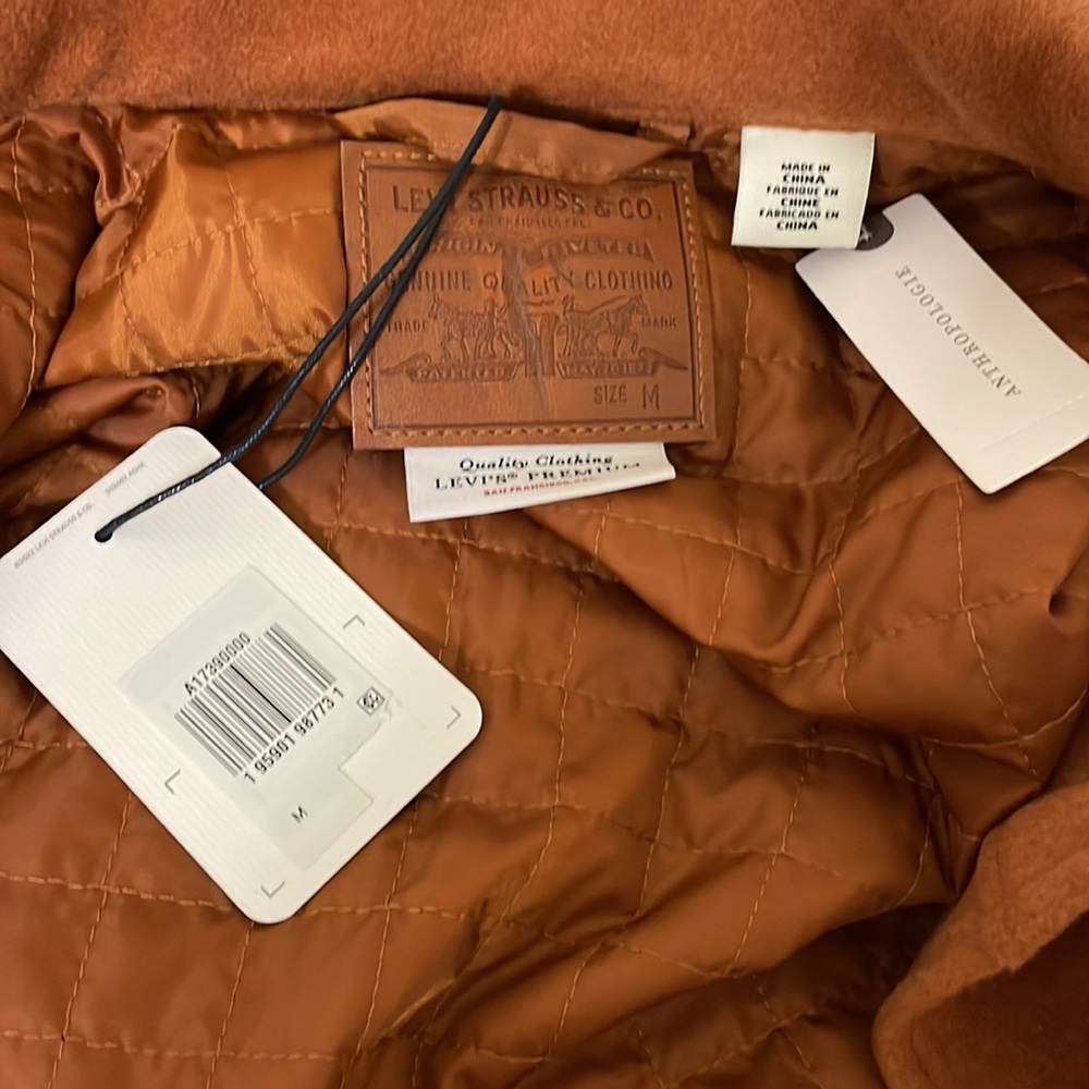 New ANTHROPOLOGIE Levi’s Varsity Trucker Jacket Oversize Wool Quilted Trending - Picture 13 of 14